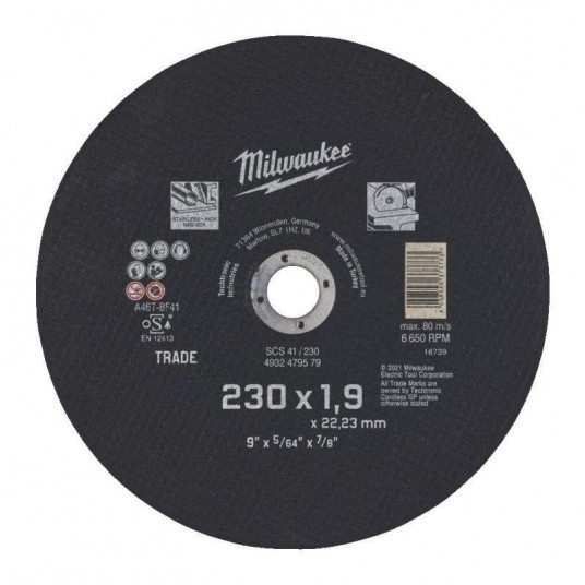 4932479579 - MILWAUKEE TARCZA M. 230x1,9mm TRADE. -zdjęcie numer 1