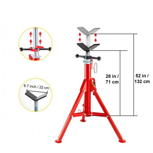 Ręczny stojak na rurę V-Head 4500lbs składane nogi 71-132cm Heavy-duty -zdjęcie numer 4