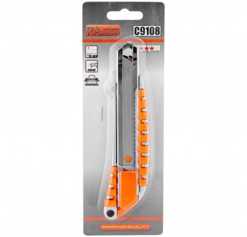 C9108 NOŻYK DO TAPET ALUMINIOWY 18MM GUMOWANY