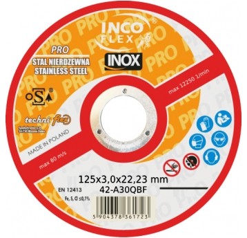 Tarcza 125x3,0x22 Inco inox A30QBF INOX-PRO